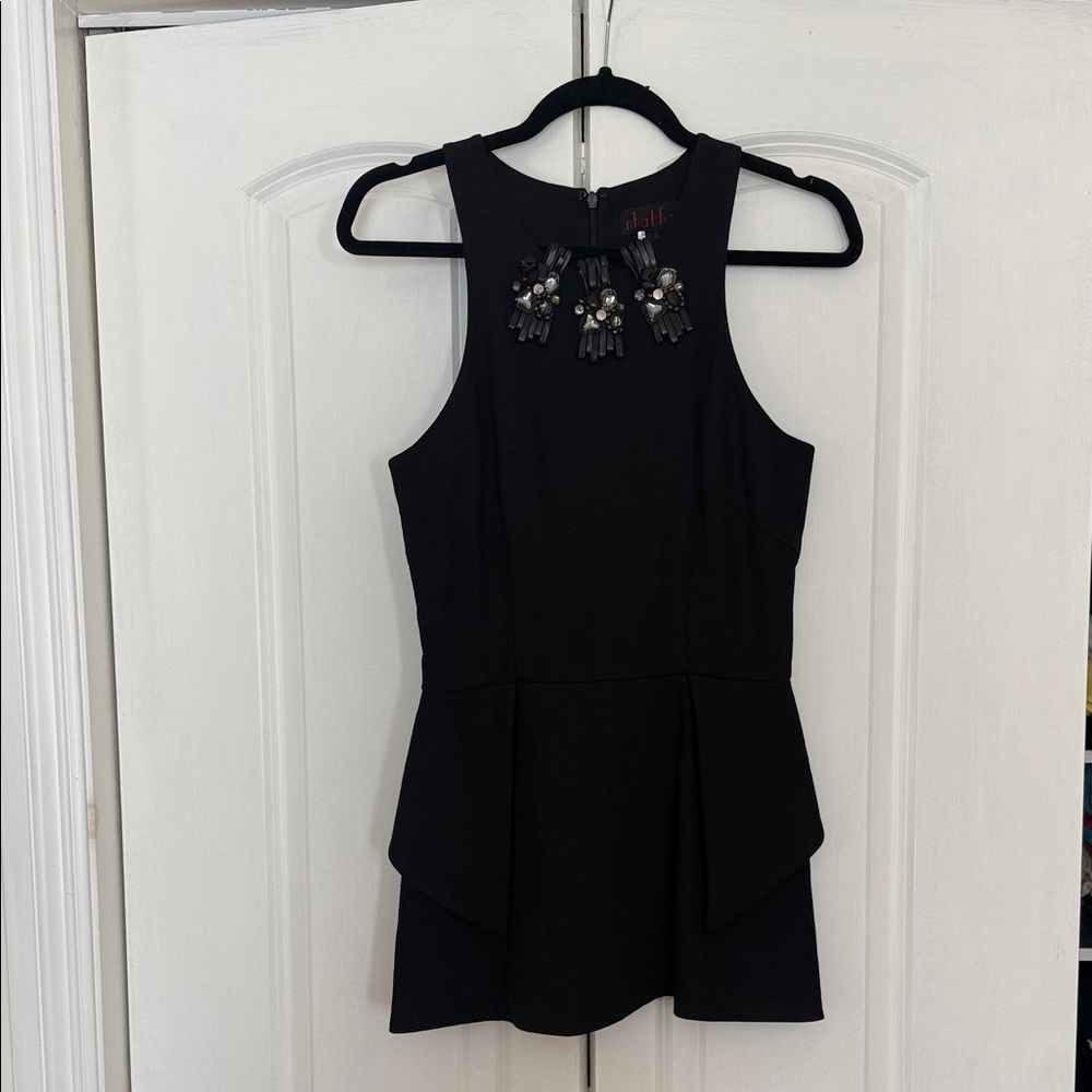 Elegant Black Sleeveless Blouse with Embellishments
